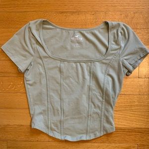 NWOT Sage green hollister seamed square neck t shirt